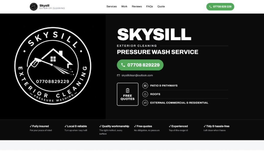 Skysill Exterior Cleaning website screenshot
