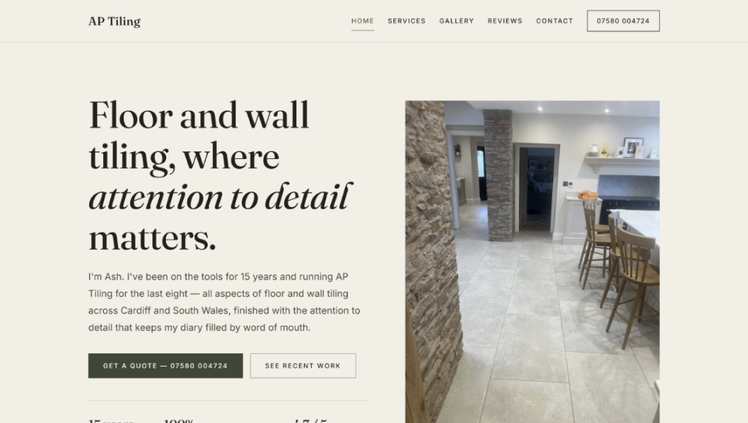 AP Tiling website screenshot