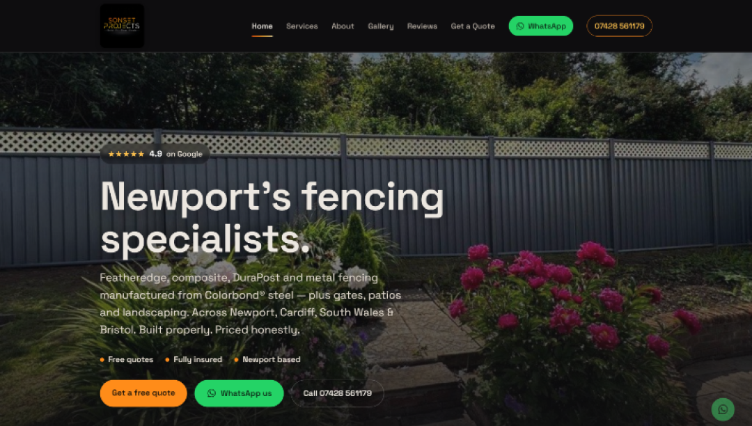 Sonset Projects website screenshot